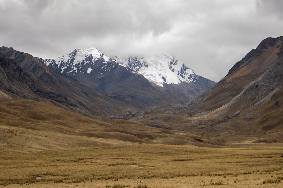 Stunning view of snowcapped Andes mountains in Huaraz, Ancash region of Peru.